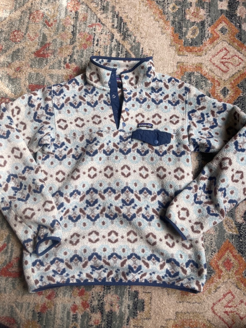 Patagonia Tundra Cluster Big Sky Blue Synchilla Snap-T Fleece Pullover Size M